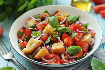 Panzanella salad, traditional dish of Italian cuisine	