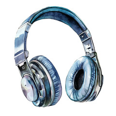 Headphones, watercolor illustration vector, high quality, isolated on a white background.