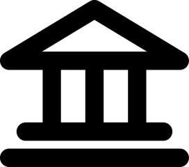 Simple bank icon representing finance stands alone on white, symbolizing stability and security in financial transactions.