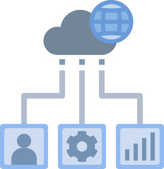 Cloud computing connecting different devices for data transfer and processing, showcasing modern technology and global network communication.