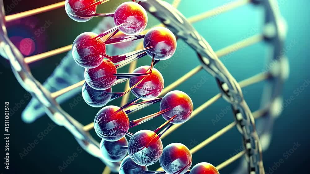 Poster Explore the wonders of DNA structure in vibrant 4k detail showing the double helix with molecular bonds and glowing colors representing genetic information