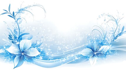 Light blue floral design with soft waves