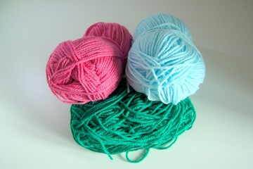 Yarn. Skein of thread for knitting. Material for needlework