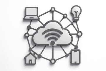 Mobile phone and computer network technology with business communication icons