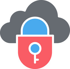 Cloud with padlock securing data and privacy in digital space, representing cybersecurity and data protection, conveying safety and trust.