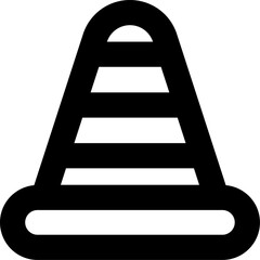 Traffic cone stands on asphalt road during construction work, warning drivers of danger and road maintenance, conveying a sense of caution and safety.