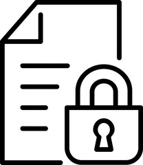 Document with padlock symbolizes data security and privacy in a minimalist style, highlighting protection and confidentiality with a clean, modern aesthetic.
