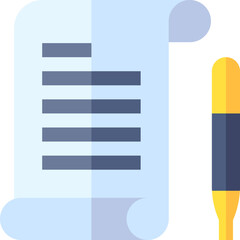 Document lies next to a pen on a clean surface, representing writing, editing, or notetaking in a simple, minimalist style.