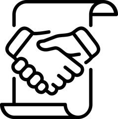Handshake symbolizes agreement between two parties on contract, representing partnership and trust in business deal.