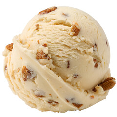 Butter Pecan Ice Cream Scoop Isolated on Transparent Background