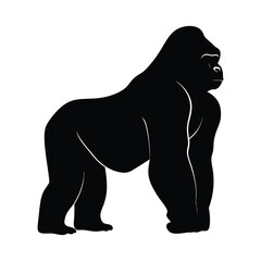 Obraz premium Gorilla Silhouette Vector – Wild Animal Illustration Art