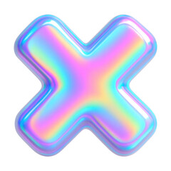 PNG Colorful holographic 3D X