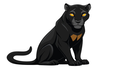 Powerful black panther sitting illustration