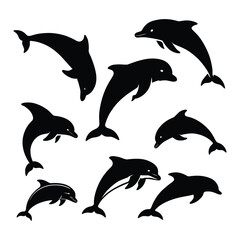 Obraz premium Dolphin Silhouette Vector Illustration on white background