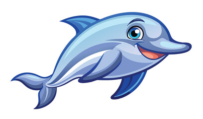 Fototapeta premium Happy cartoon dolphin illustration for kids