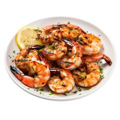 Grilled shrimp isolated on transparent background