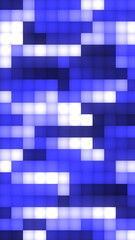 A grid of glowing blue and white squares, evoking digital data visualization or a futuristic LED interface