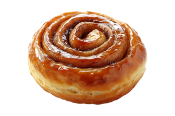 Sweet cinnamon bun roll isolated on a transparent background