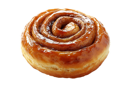 Sweet cinnamon bun roll isolated on a transparent background