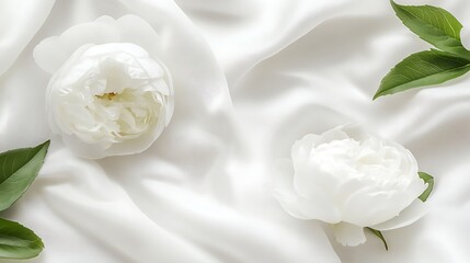Obraz premium White peonies on silk
