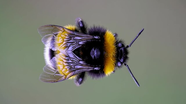 Detailed top view of bumblebee wings