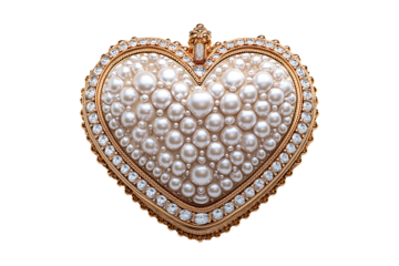 Elegant Pearl Encrusted Heart Jewelry Box isol isolated on a transparent background