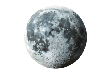 Detailed Moon Surface isolated on a transparent background