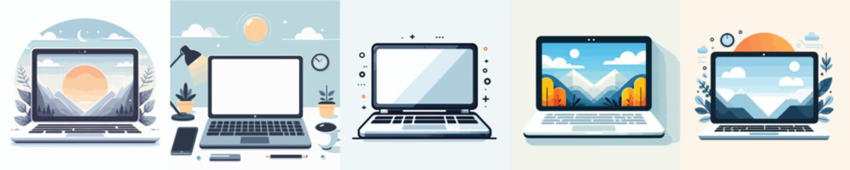 Vector of a blank laptop screen.