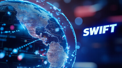 Global financial connectivity with swift banking network concept