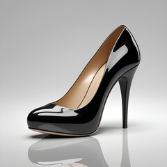 Stylish Black High Heel Women&rsquo;s Shoe Isolated on Transparent Background