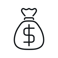Money bag vector line icon