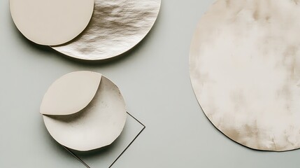 Abstract shapes, beige and gold tones