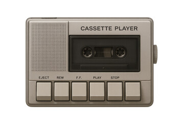 Obraz premium Vintage cassette player playing music on transparent background