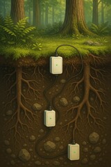 Forest Soil Carbon Sensor Network – Vertical Cross-section Illustration

