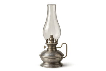 Vintage kerosene oil lamp illuminating the darkness with transparent background