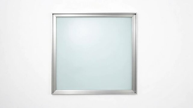Modern Brushed Metal Frame on White Wall Background Ideal for Mockups Presentations and Design Projects