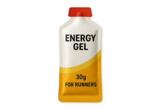 Energy gel sachet for runners with transparent background