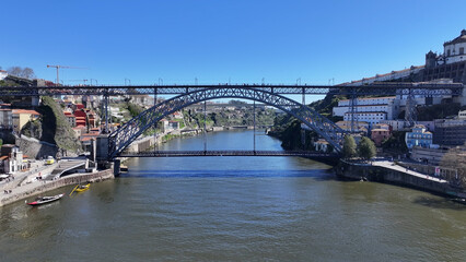 Luis I Bridge At Porto In Porto District Portugal. Downtown Cityscape. Railway Bridge. Railroad...