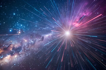 Bright Starburst in Deep Space with Colorful Galaxy Background