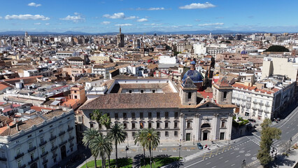 Obraz premium Valencia Skyline At Valencia In Valence Community Spain. Medieval Buildings Scenery. Downtown Cityscape. Valencia At Valence Community Spain. Cultural Heritage Skyline. Urban Scene.