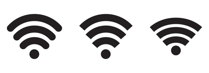 Wi-Fi Icon set symbol. Wireless and wifi icon or wi-fi icon sign for remote internet access. Network wifi business concept. Vector illustration.