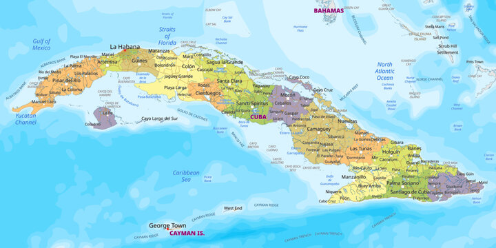 Detailed political map of Cuba
