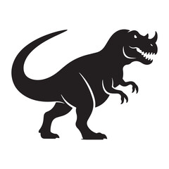 Vector silhouettes of a dinosaur and black and white wildlife icons
