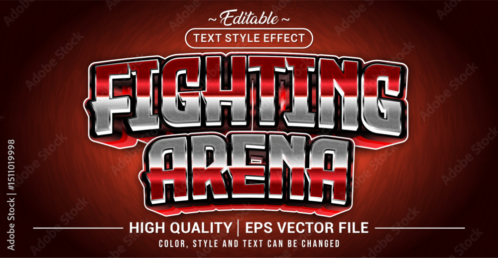 Poster Editable text style effect - Fighting Arena text style theme. Vector text style illustration template.