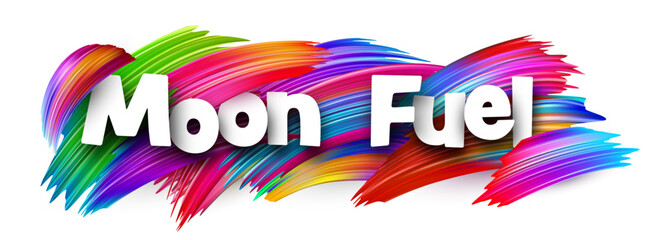 Moon Fuel text with energetic color strokes. Vector illustration symbolizing crypto growth, hype, and launch momentum.