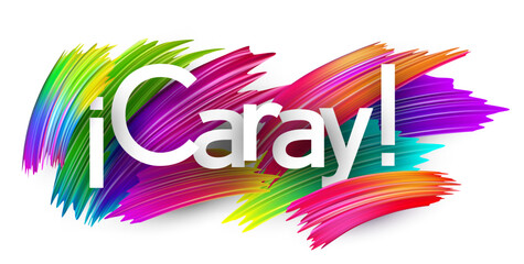 Spanish expression for Wow displayed in bold white text with vibrant paint strokes behind