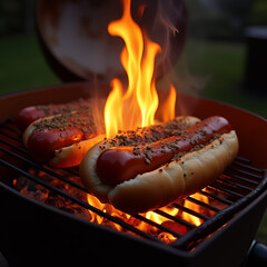 Hotdogs on the grill