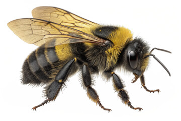 A full-body carpenter bee, fuzzy texture, realistic digital rendering ,isolated on transparent background.