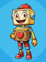 Adorable Generated AI Robot Illustration  Friendly Blocky Bot Design