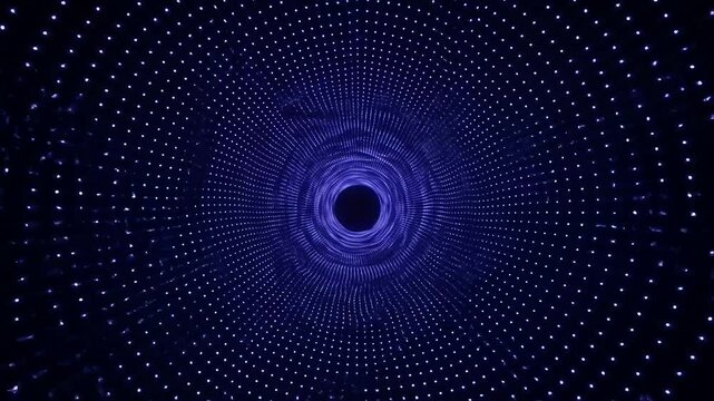 Abstract tunnel of blue dots creating a 3D visual effect  